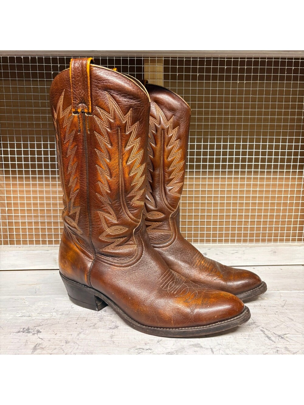 Boulet Canada Brown Leather Cowboy Boots Men's Size 9 E